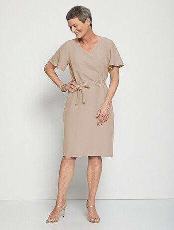 Robe courte droite tissu fluide uni
