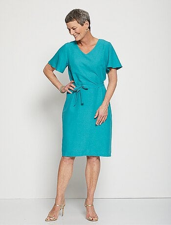 Robe courte droite tissu fluide uni