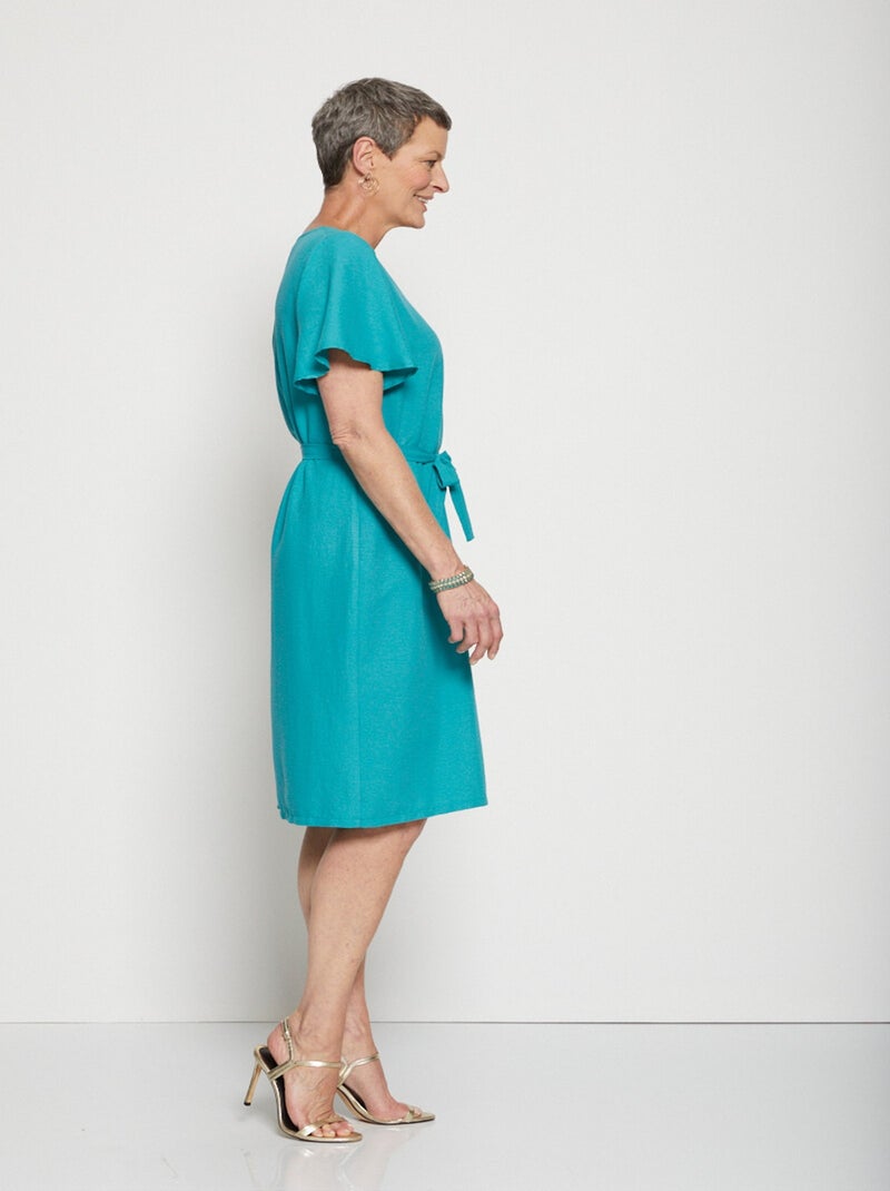 Robe courte droite tissu fluide uni Vert émeraude - Kiabi