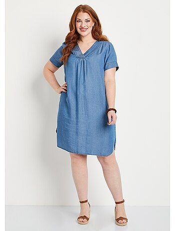 Robe courte droite tissu lyocell - Afibel