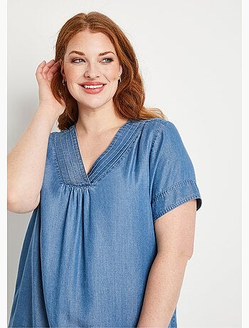 Robe courte droite tissu lyocell - Afibel