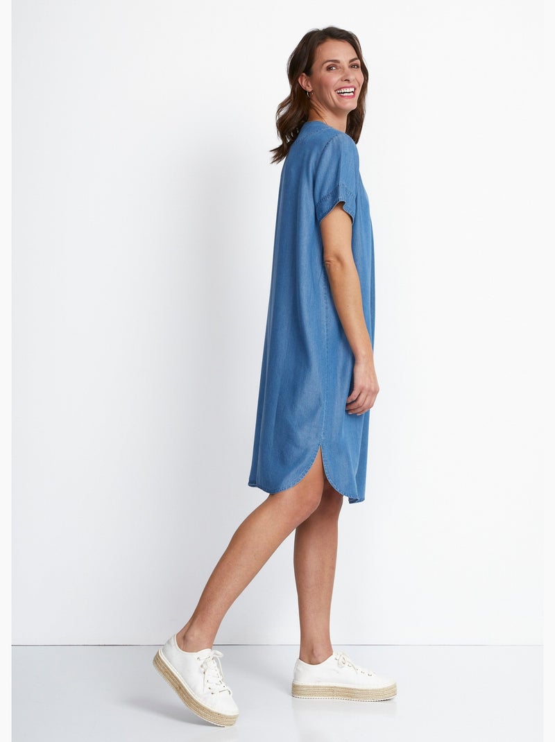 Robe courte droite tissu lyocell - Afibel Bleu - Kiabi