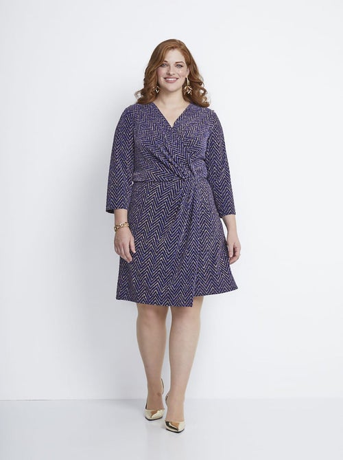 Robe courte effet cache-coeur maille pailletée - AFIBEL - Kiabi