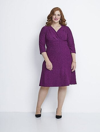 Robe courte effet cache-coeur maille pailletée - AFIBEL