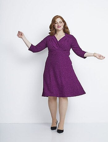 Robe courte effet cache-coeur maille pailletée - AFIBEL