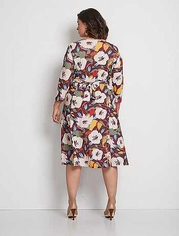 Robe courte effet cache-coeur motif floral