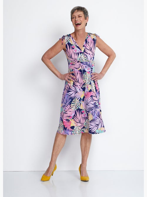 Robe courte effet cache-coeur nouettes épaules - Afibel - Kiabi