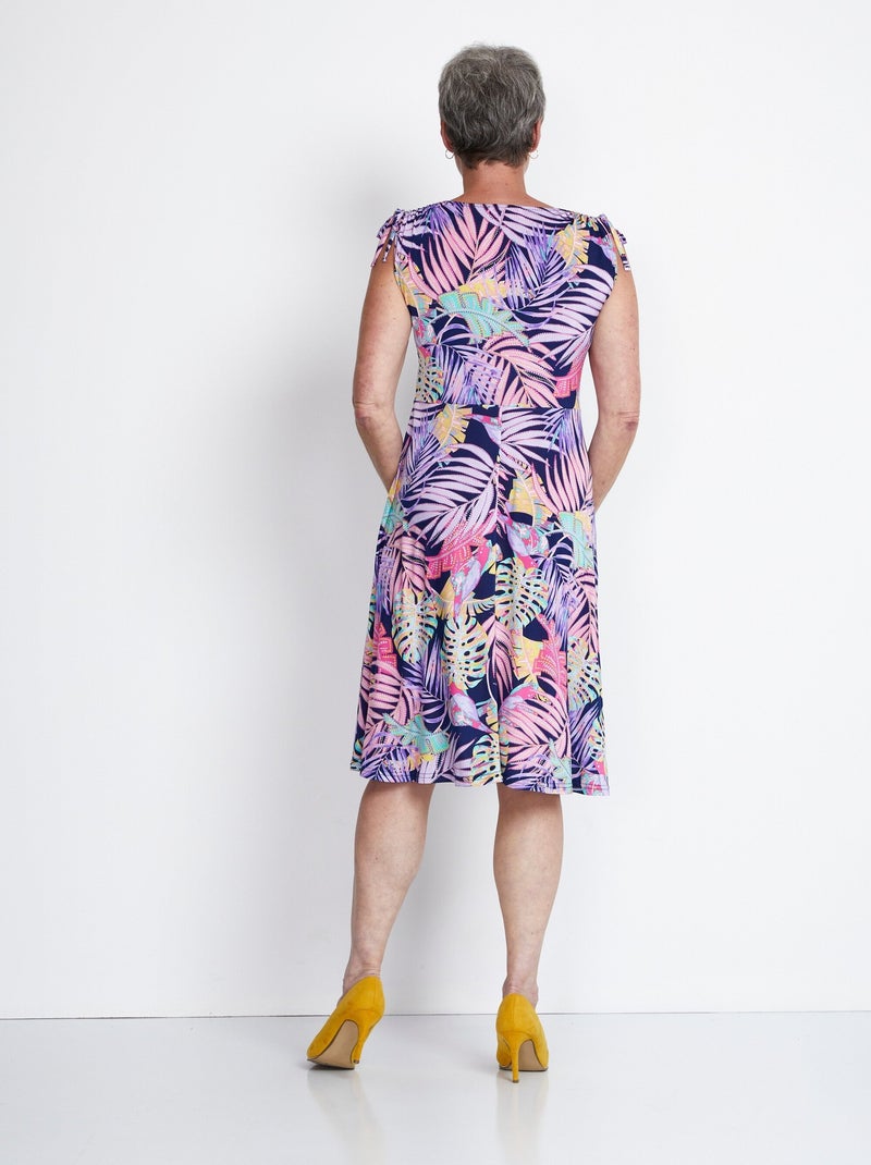 Robe courte effet cache-coeur nouettes épaules - Afibel Bleu - Kiabi
