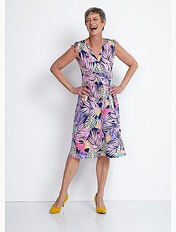 Robe courte effet cache-coeur nouettes épaules