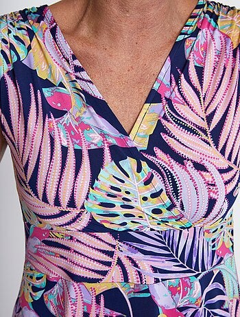 Robe courte effet cache-coeur nouettes épaules