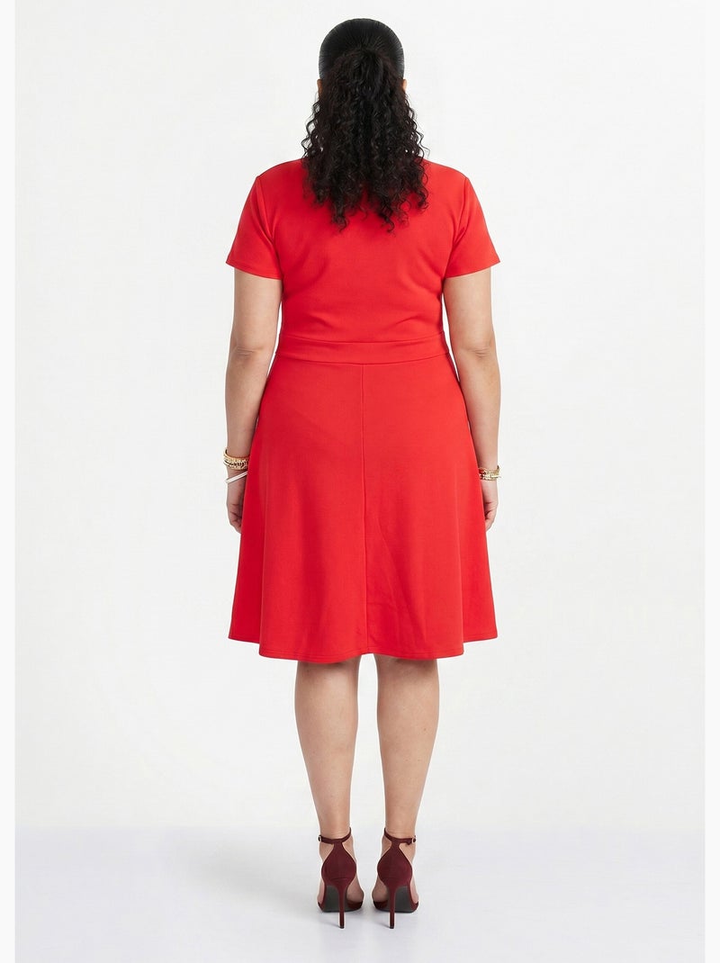 Robe courte effet drapé maille gaufrée - AFIBEL Rouge - Kiabi