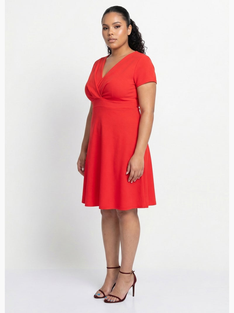Robe courte effet drapé maille gaufrée - AFIBEL Rouge - Kiabi