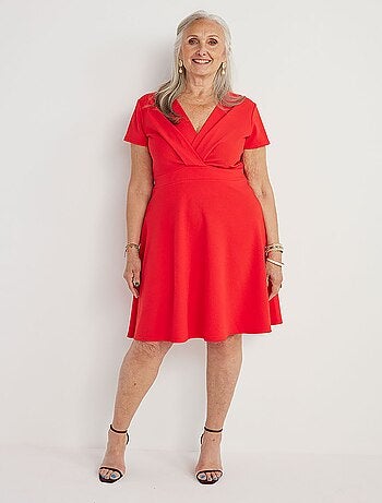 Robe courte effet drapé maille gaufrée