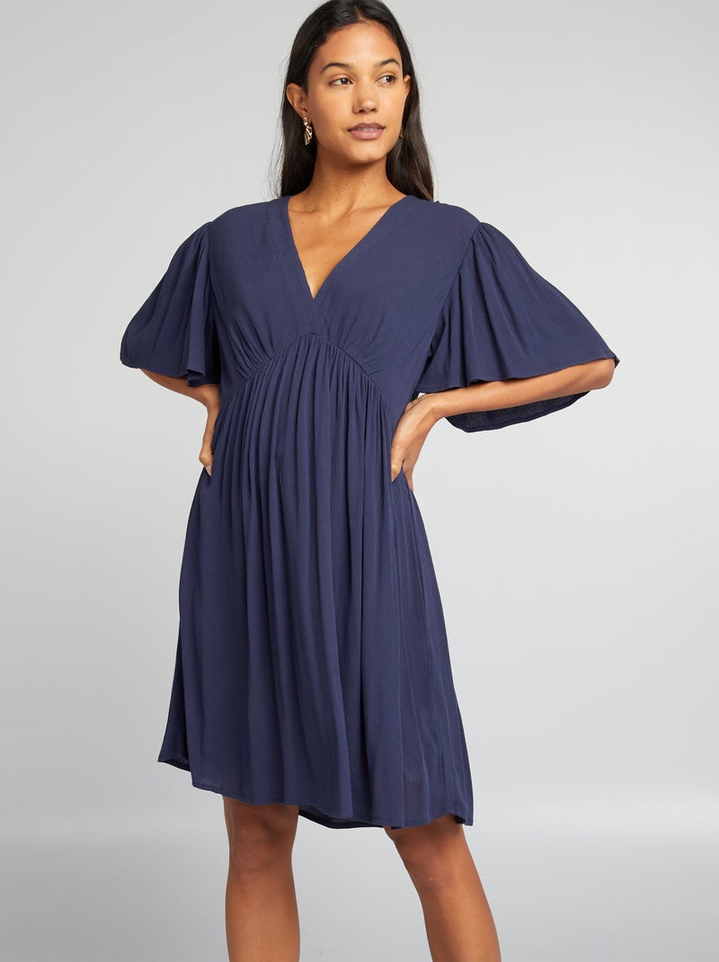 Robe courte en crêpe Bleu nuit - Kiabi