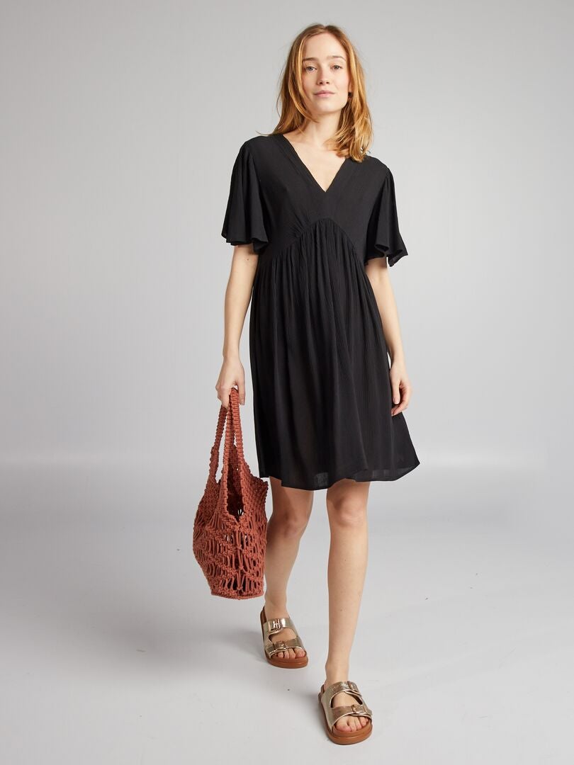 Robe courte en crêpe noir - Kiabi