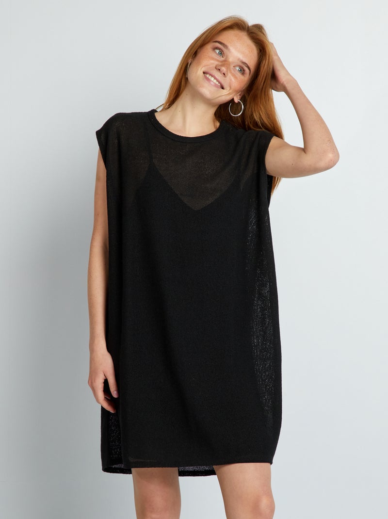 Robe courte en crochet noir - Kiabi