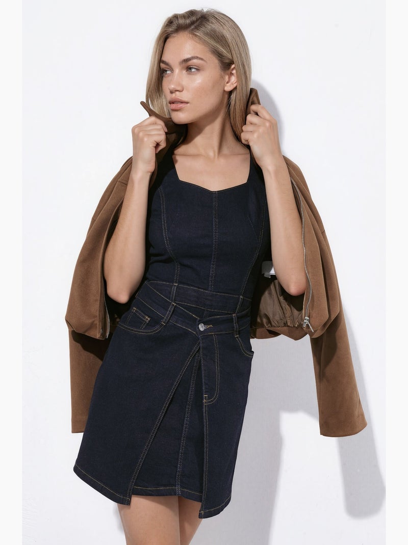 Robe courte en denim à bretelles hiccup Bleu outremer - Kiabi