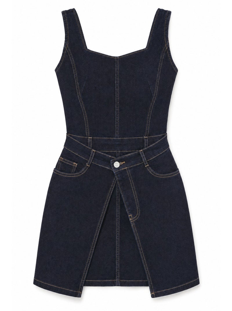 Robe courte en denim à bretelles hiccup Bleu outremer - Kiabi