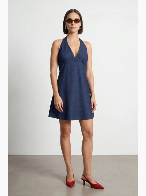 Robe courte en denim à col halter dilvin - Kiabi Robe courte en denim à col halter dilvin - Kiabi