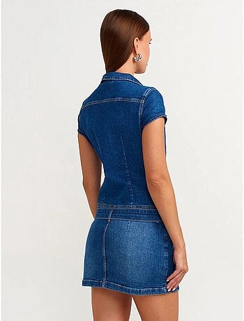 Robe courte en denim avec ceinture dilvin