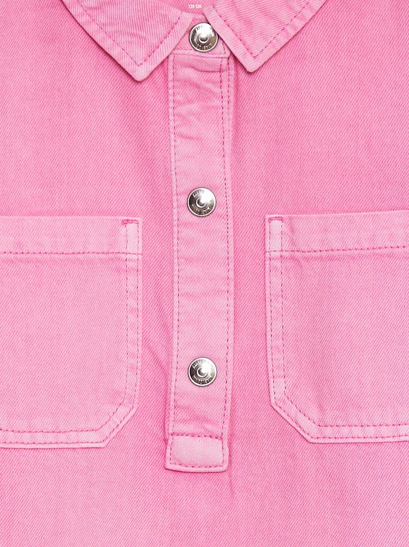 Robe courte en denim avec col chemisier rose - Kiabi
