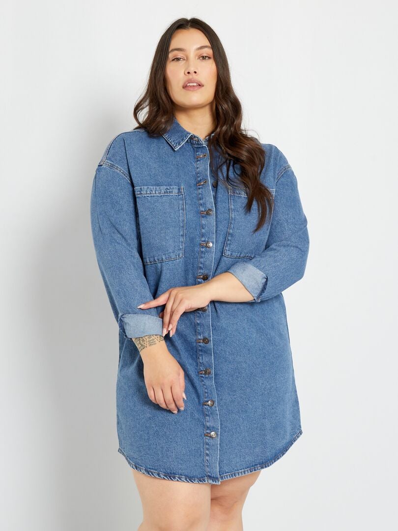Robe courte en denim Bleu - Kiabi