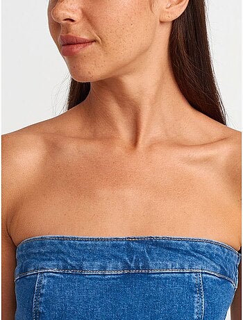 Robe courte en denim sans bretelles, coupe ajustée dilvin