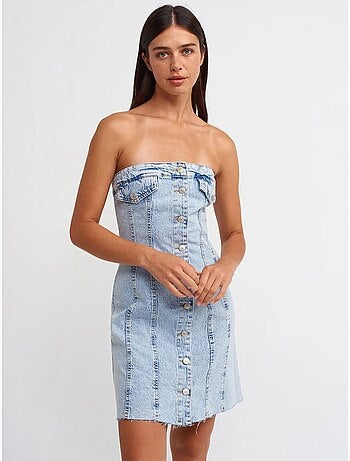 Robe courte en denim sans bretelles dilvin