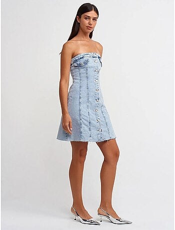 Robe courte en denim sans bretelles dilvin