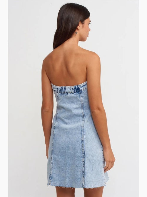Robe courte en denim sans bretelles dilvin - Kiabi Robe courte en denim sans bretelles dilvin - Kiabi