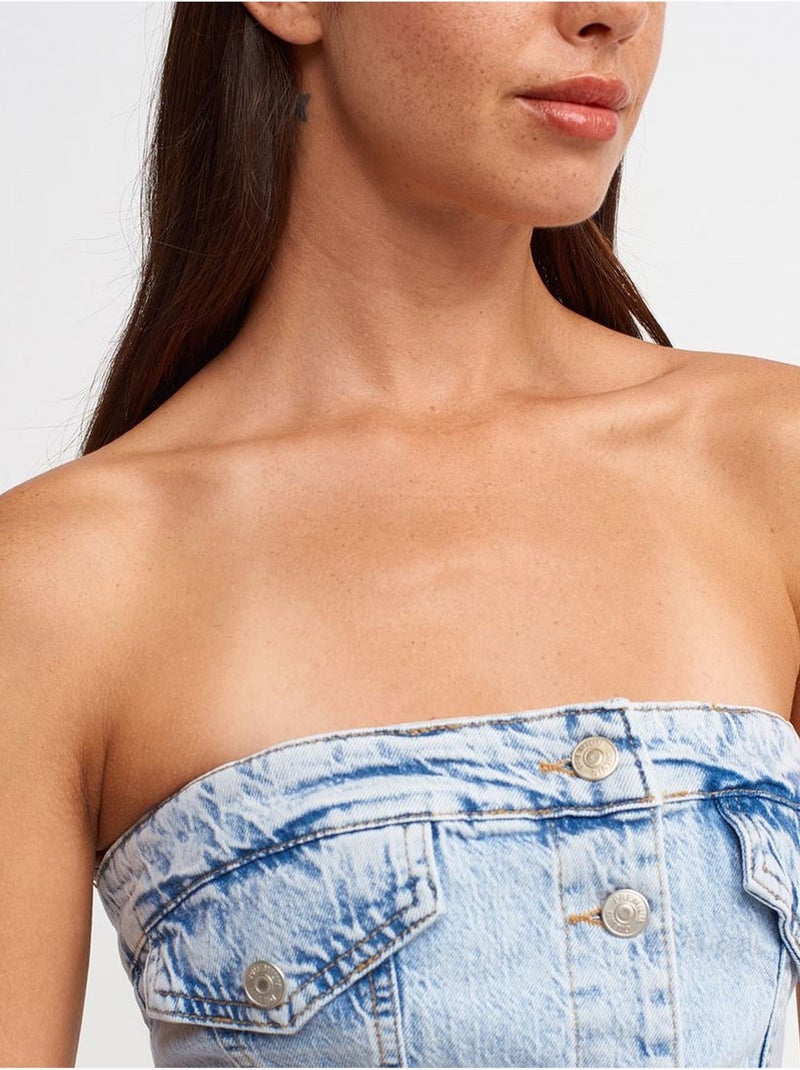 Robe courte en denim sans bretelles dilvin Bleu clair - Kiabi