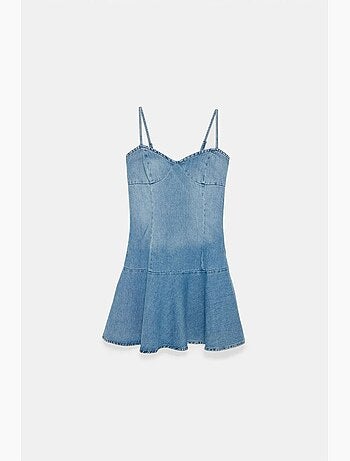 Robe courte en denim sans manches dilvin