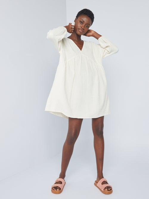 Robe courte en gaze de coton - Kiabi