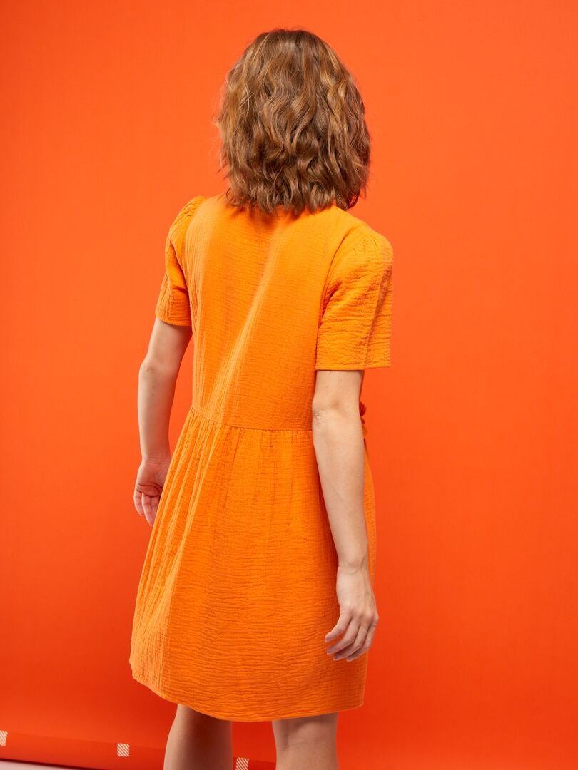 Robe courte en gaze de coton Orange - Kiabi