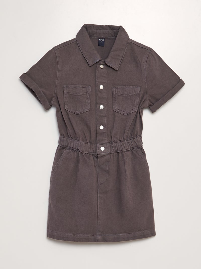Robe courte en jean à taille élastiquée Gris foncé - Kiabi