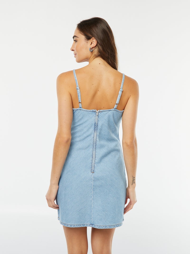 Robe courte en jean avec bretelles Bleu - Kiabi