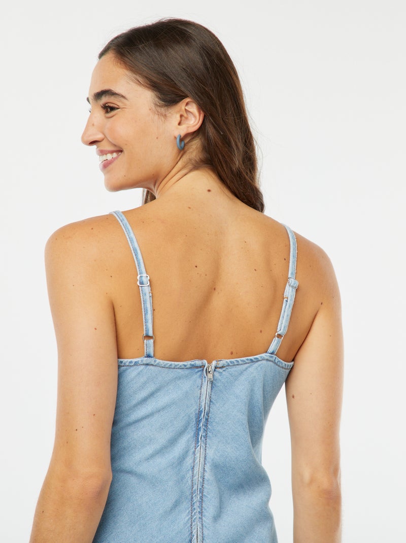 Robe courte en jean avec bretelles Bleu - Kiabi