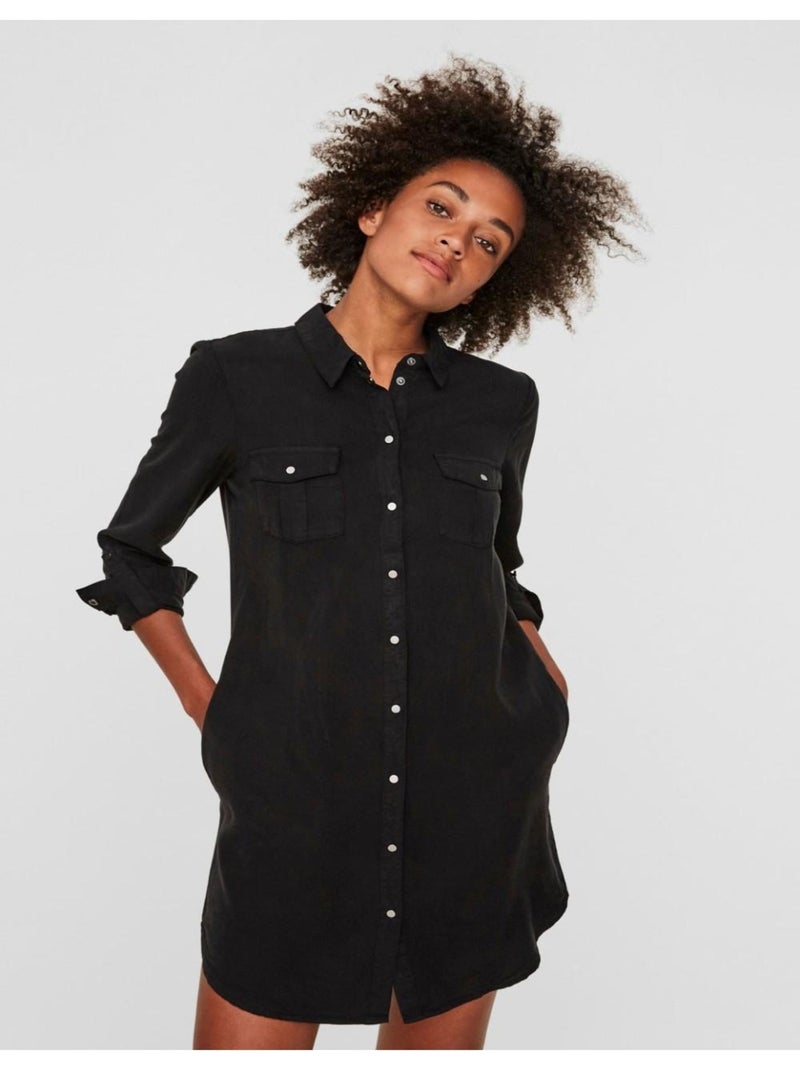 Robe courte en jean Vero Moda Noir Noir - Kiabi