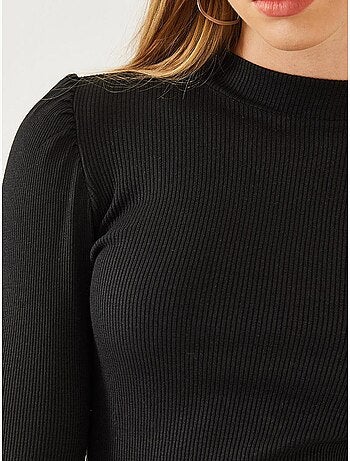 Robe courte en jersey côtelé à col rond lucci