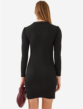 Robe courte en jersey côtelé à col rond lucci