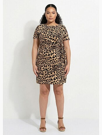 Robe courte en jersey imprimé léopard - AFIBEL