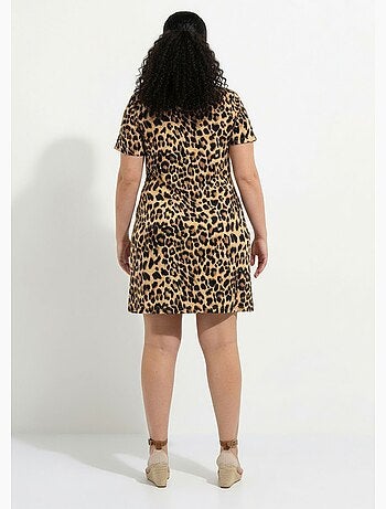 Robe courte en jersey imprimé léopard - AFIBEL