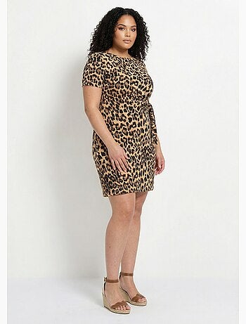 Robe courte en jersey imprimé léopard - AFIBEL