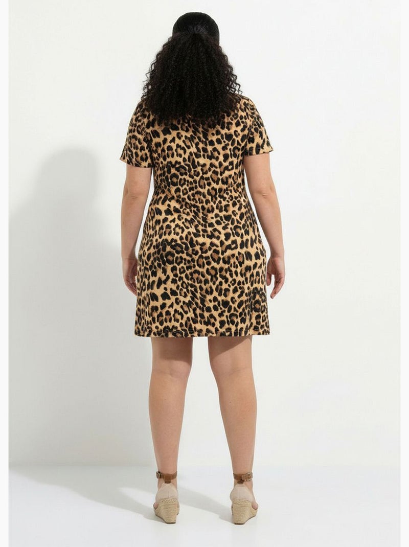 Robe courte en jersey imprimé léopard - AFIBEL Multicolore - Kiabi
