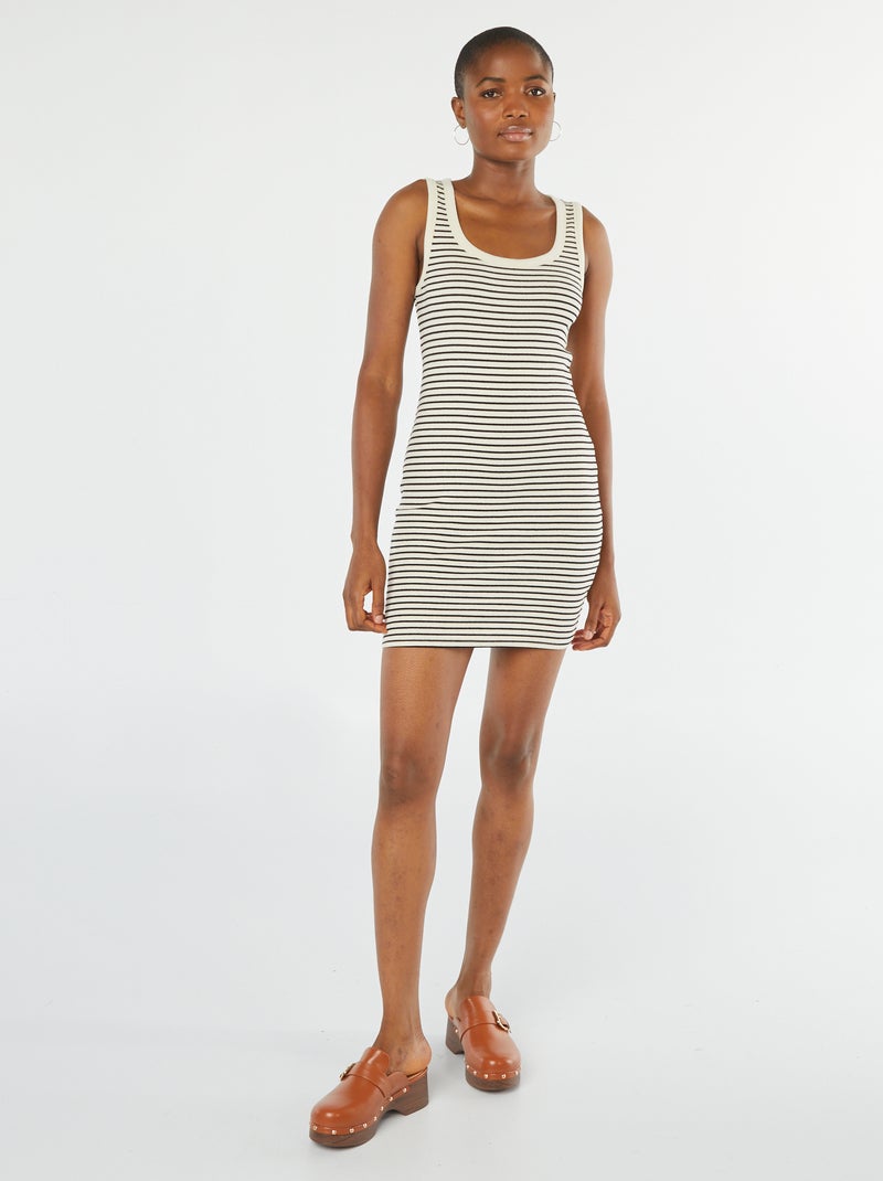 Robe courte en maille côtelée BLANC - Kiabi