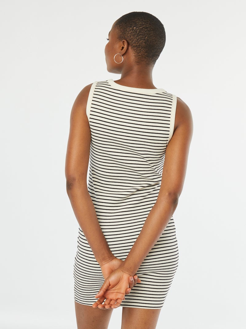 Robe courte en maille côtelée BLANC - Kiabi