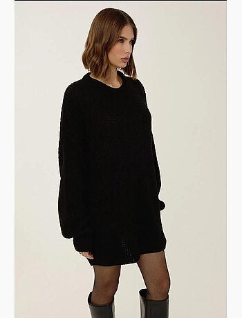 Robe courte en maille coupe décontractée col rond hiccup