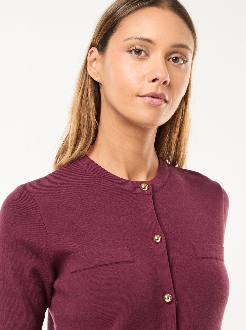 Robe courte en maille lourde boutonnée Rouge - Kiabi