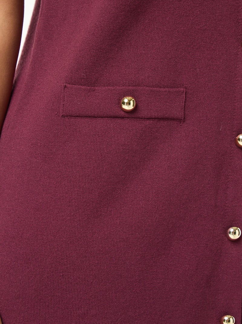 Robe courte en maille lourde boutonnée Rouge - Kiabi