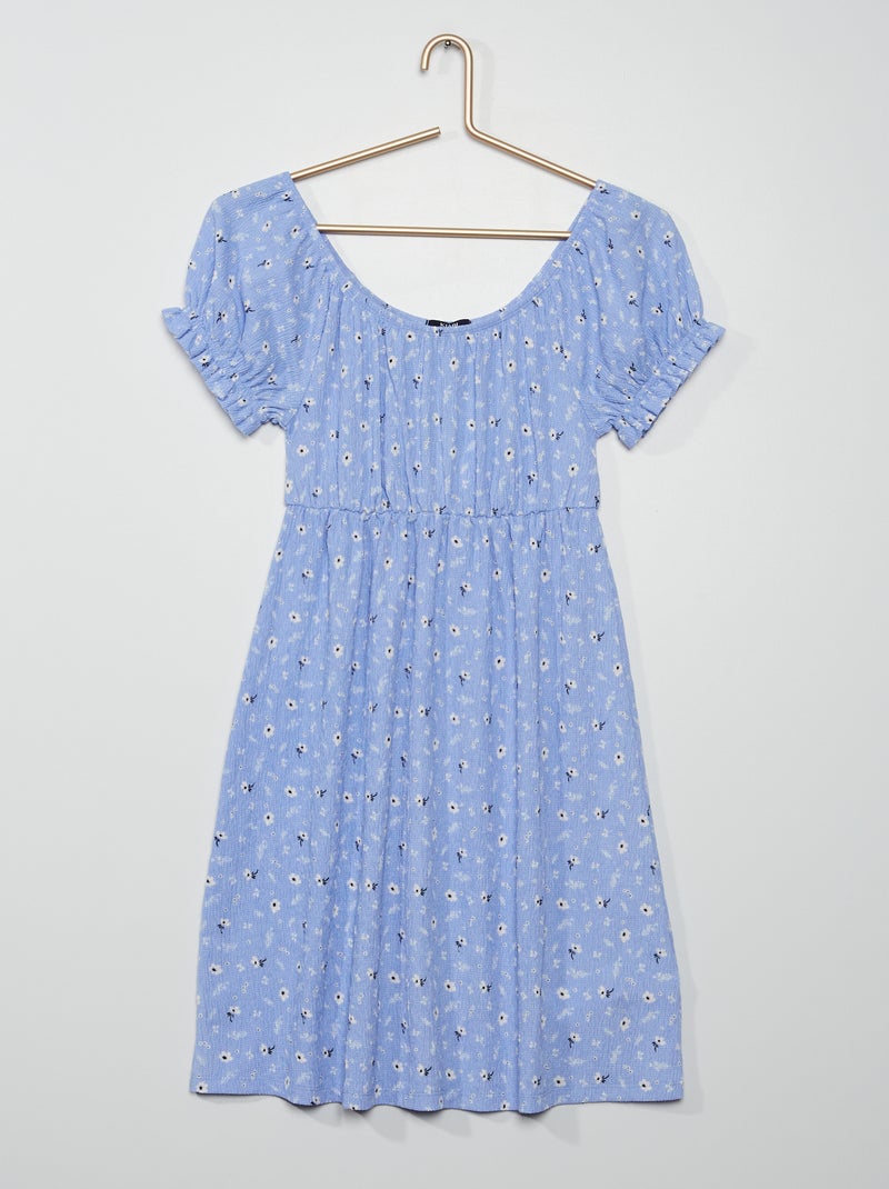 Robe courte en maille texturée bleu - Kiabi